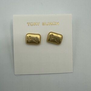 Tory Burch Rectangular Gold Earrings
